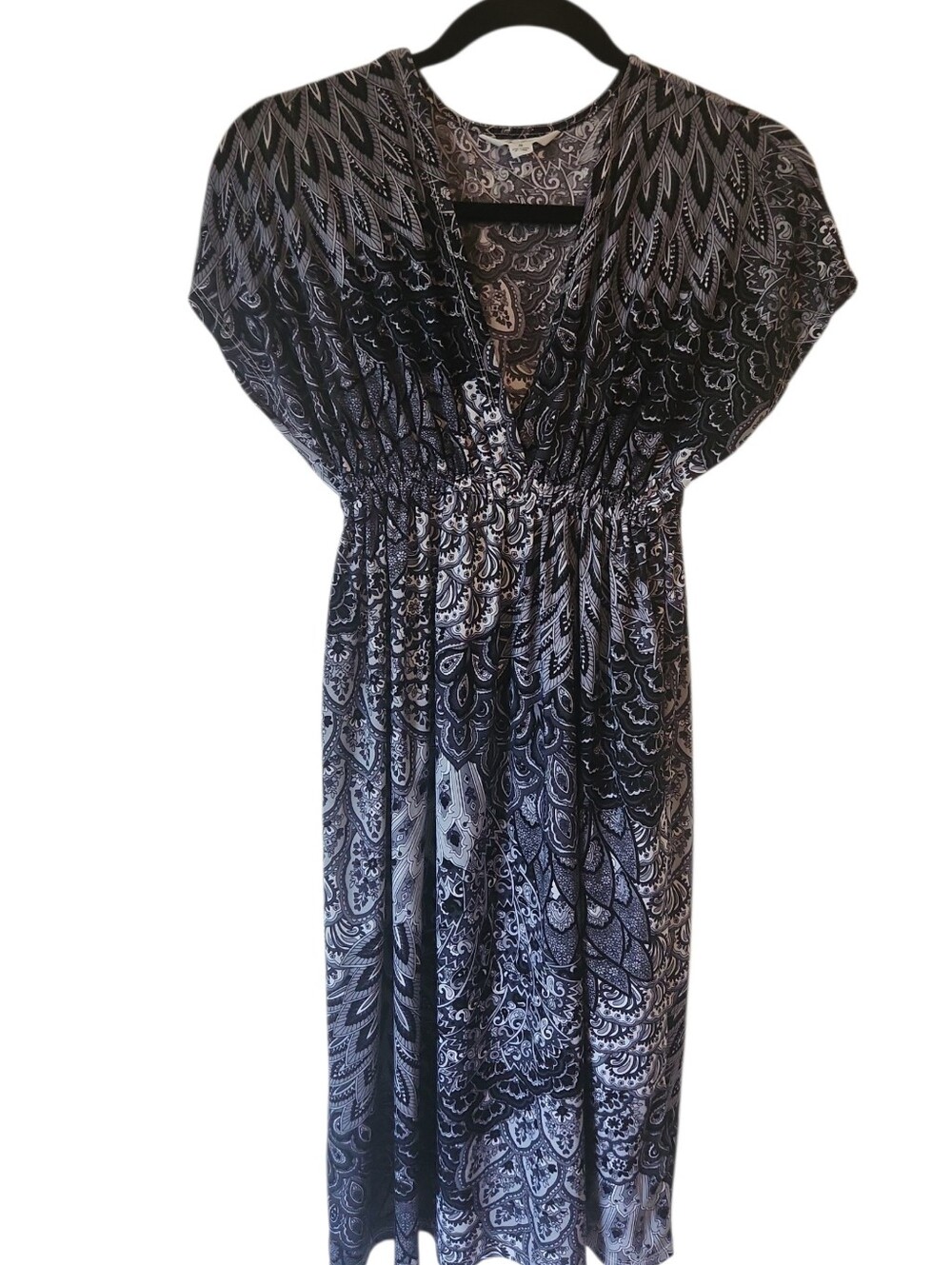 5th & Love Black White Paisley Print Boho Cap-Sleeve Dress Size S